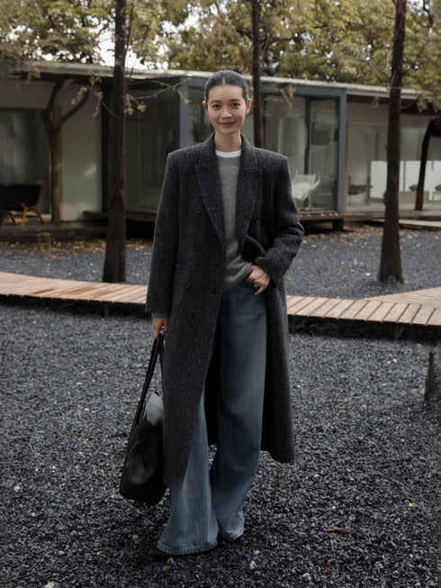 Double-Breasted Wool Mohair Coat